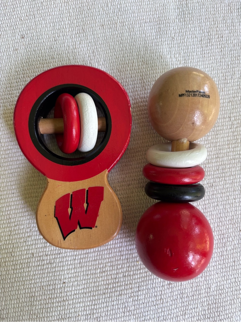 Wisconsin Badgers Wooden Baby Rattle Set - Picture 2 of 3
